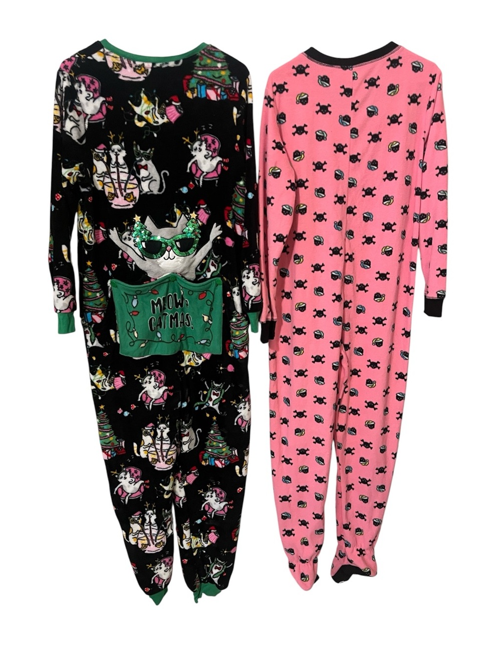 NWT! PJ's Cats, Owls, Unicorn & Skull Onsie Pajama Size L XL & 2X All 4 ITEMS!